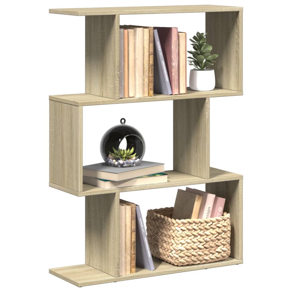 Bookcase/divider 3 levels sonoma oak 70x24x97 cm wood