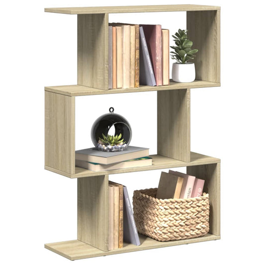 Bookcase/divider 3 levels sonoma oak 70x24x97 cm wood