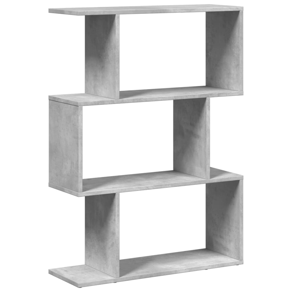 Bookcase/separator 3 levels concrete gray 70x24x97 cm wood