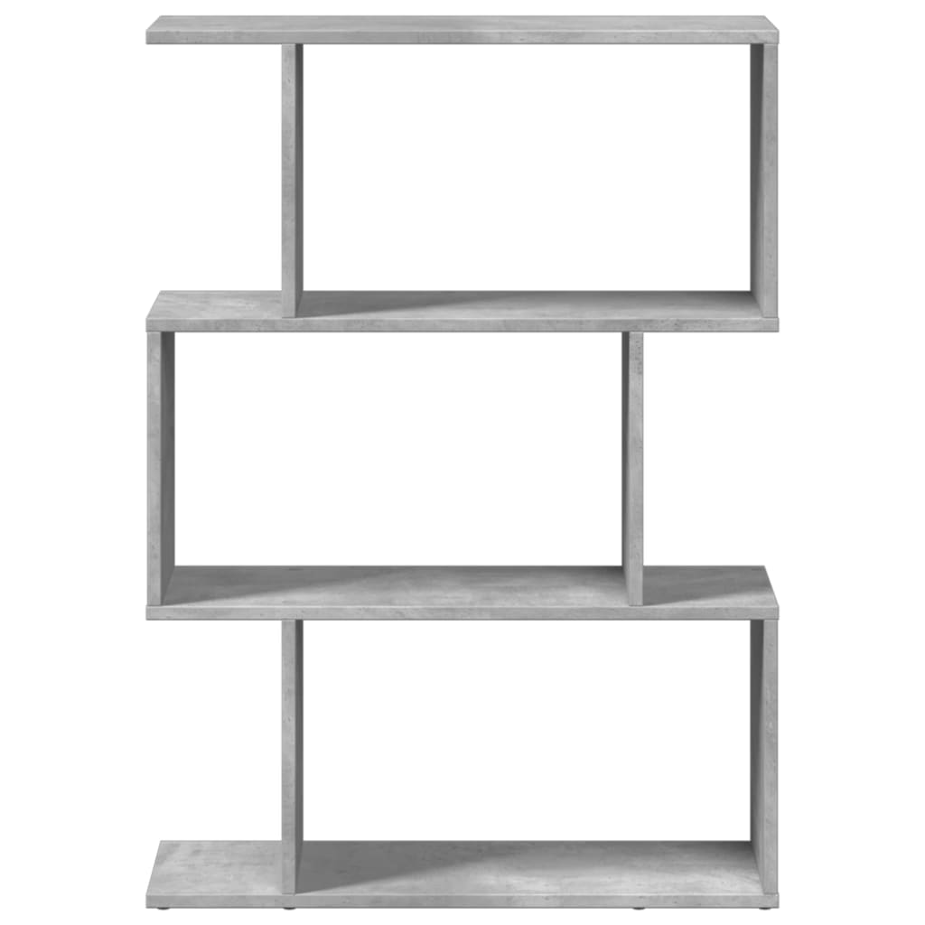 Bibliotecă/separator 3 niveluri gri beton 70x24x97 cm lemn