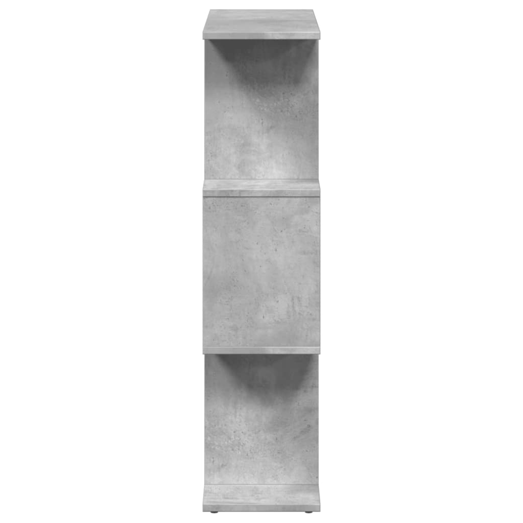 Bookcase/separator 3 levels concrete gray 70x24x97 cm wood