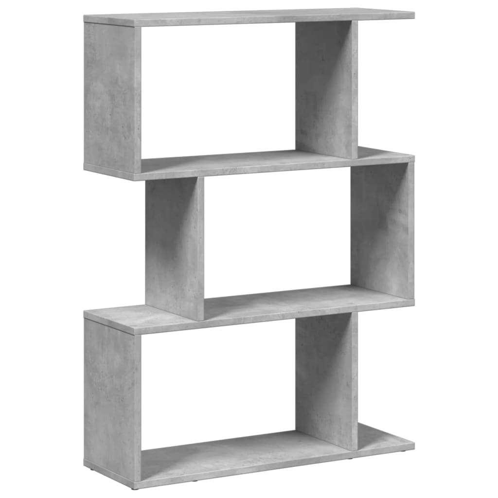 Bookcase/separator 3 levels concrete gray 70x24x97 cm wood