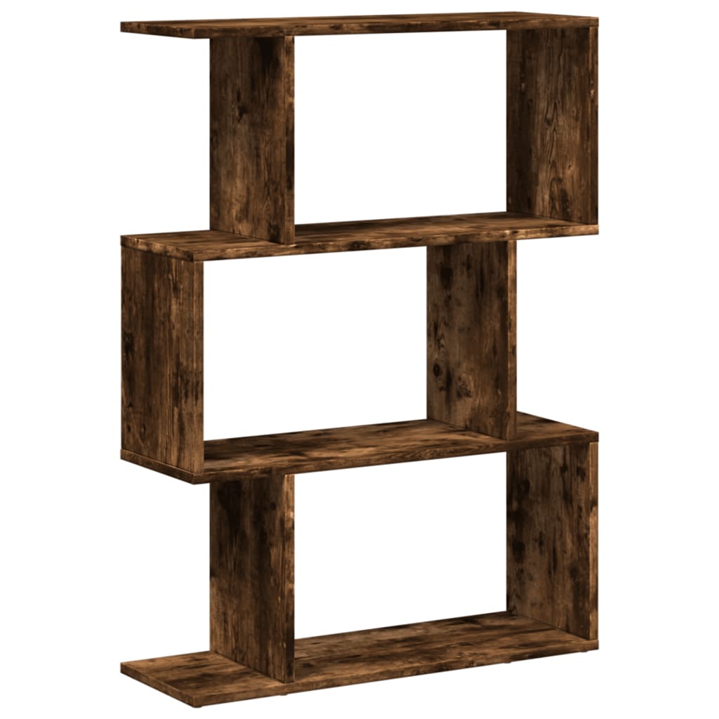 Bookcase/divider 3 levels smoky oak 70x24x97 cm wood