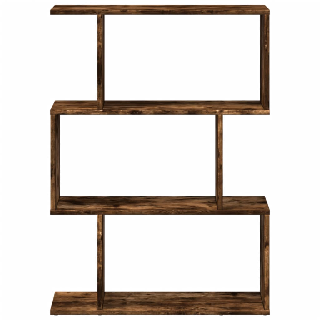 Bookcase/divider 3 levels smoky oak 70x24x97 cm wood