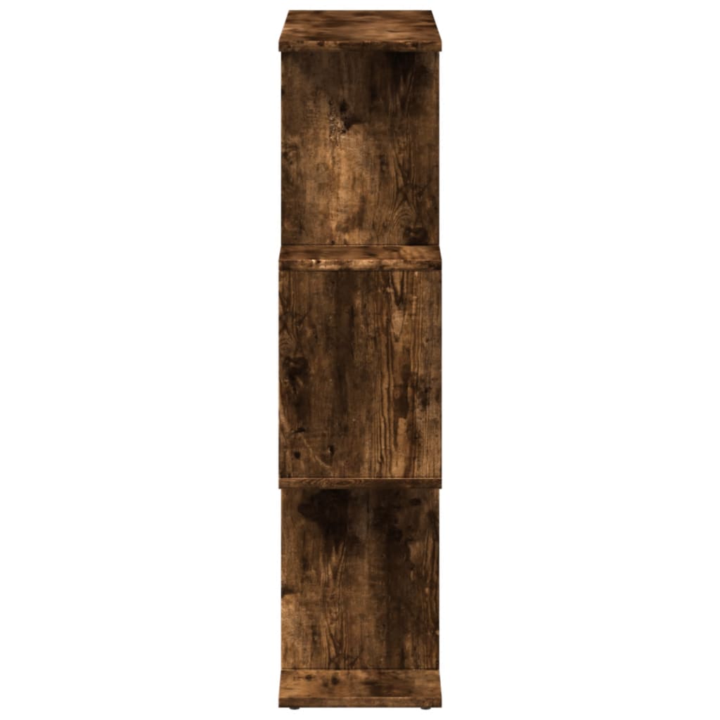 Bookcase/divider 3 levels smoky oak 70x24x97 cm wood