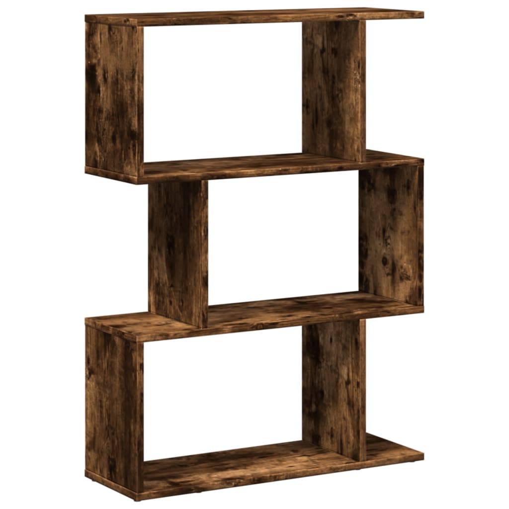 Bookcase/divider 3 levels smoky oak 70x24x97 cm wood