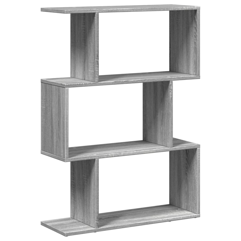 Bookcase/separator 3 levels sonoma gray 70x24x97 cm wood