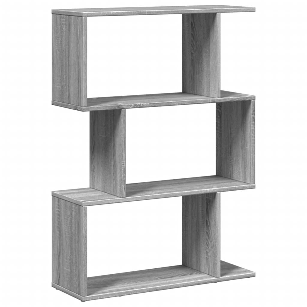 Bookcase/separator 3 levels sonoma gray 70x24x97 cm wood