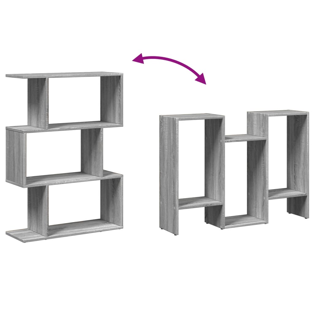 Bookcase/separator 3 levels sonoma gray 70x24x97 cm wood