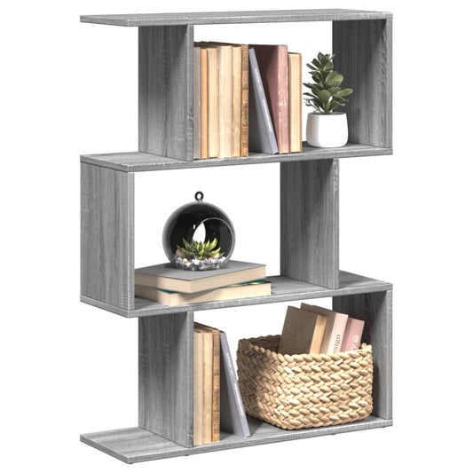 Bookcase/separator 3 levels sonoma gray 70x24x97 cm wood