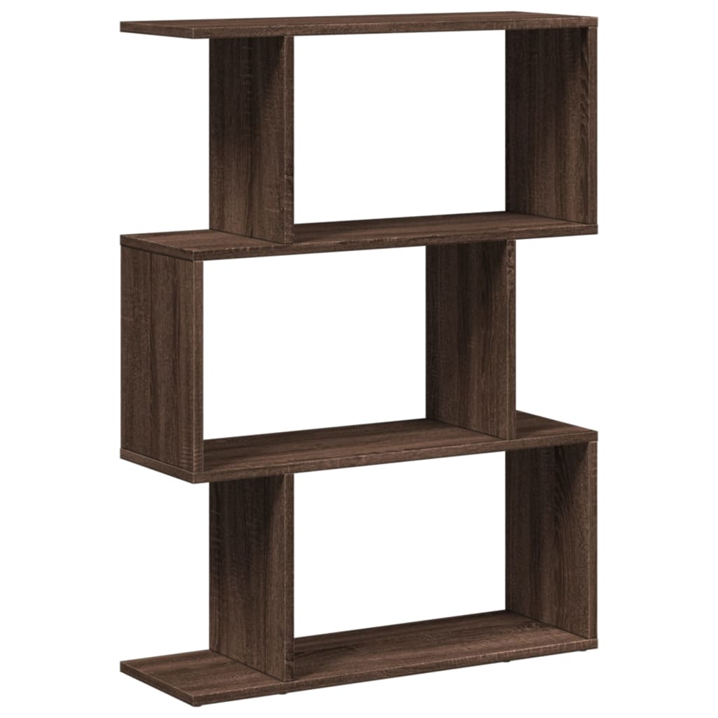 Bookcase/divider 3 levels brown oak 70x24x97 cm wood