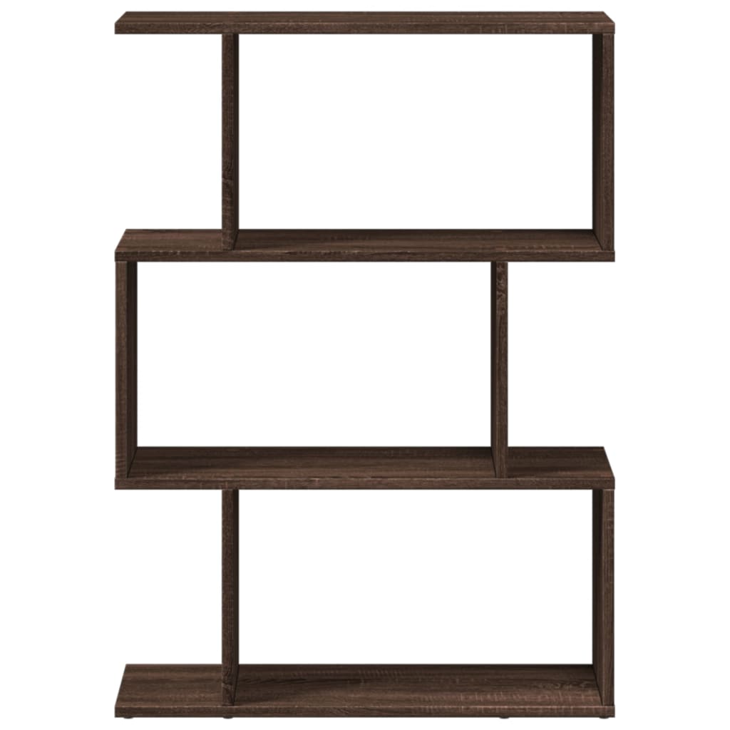 Bookcase/divider 3 levels brown oak 70x24x97 cm wood