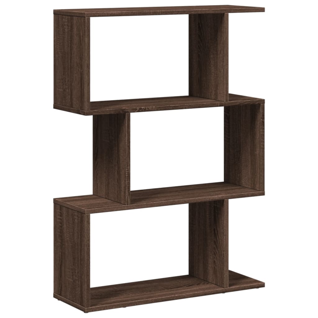 Bookcase/divider 3 levels brown oak 70x24x97 cm wood