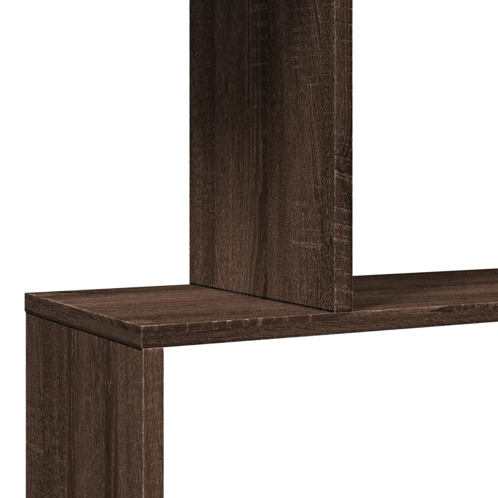 Bookcase/divider 3 levels brown oak 70x24x97 cm wood