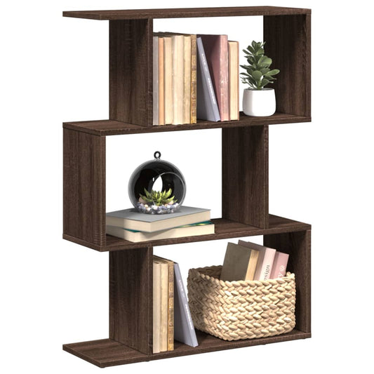 Bookcase/divider 3 levels brown oak 70x24x97 cm wood