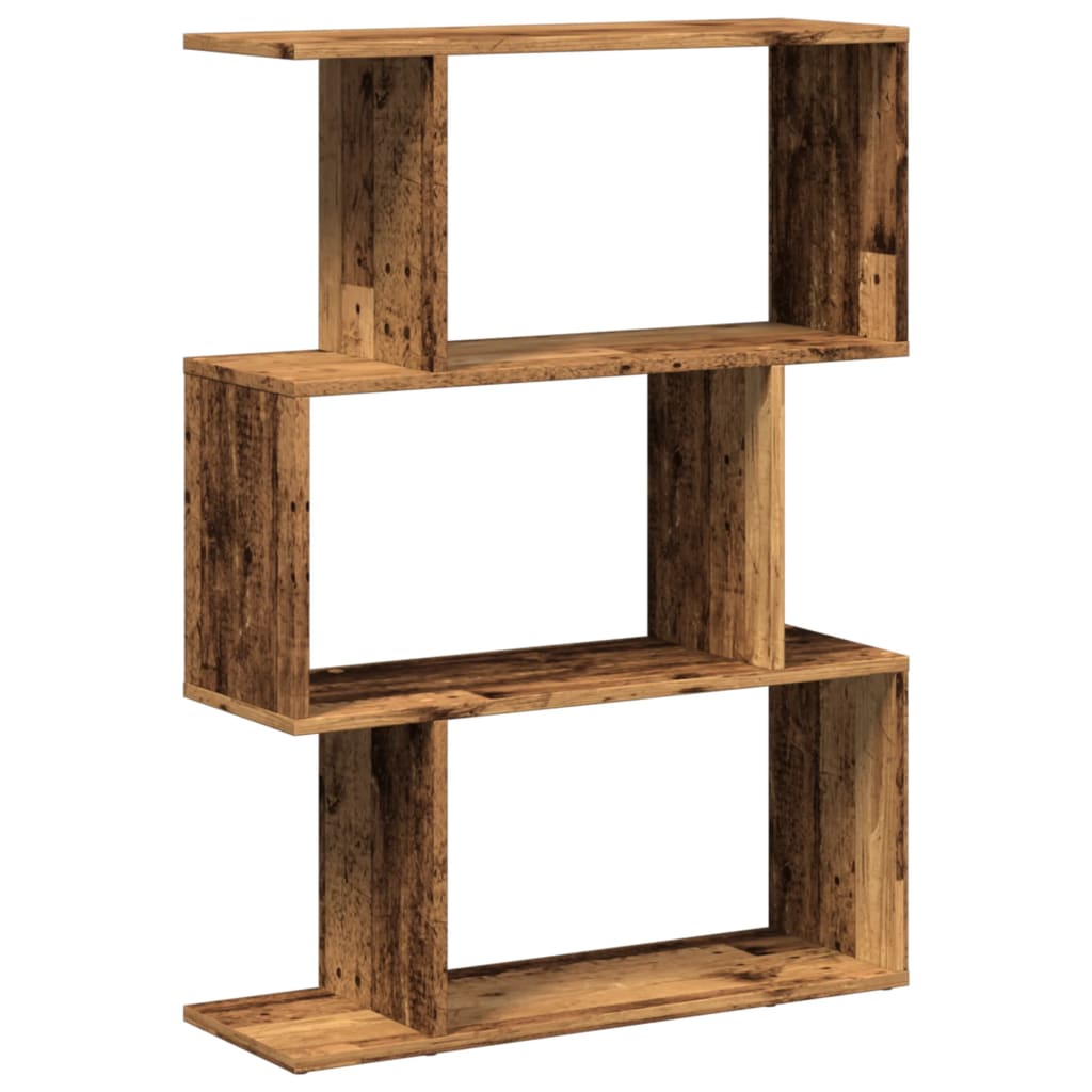 Bookcase/separator 3 levels old wood 70x24x97 cm wood