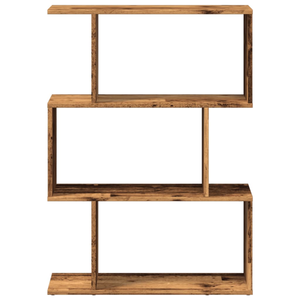 Bookcase/separator 3 levels old wood 70x24x97 cm wood