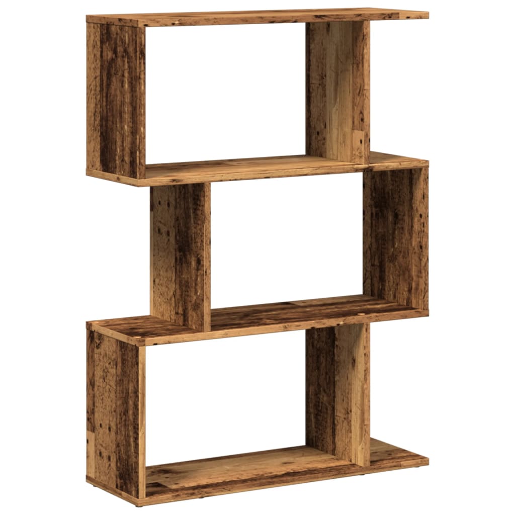 Bookcase/separator 3 levels old wood 70x24x97 cm wood