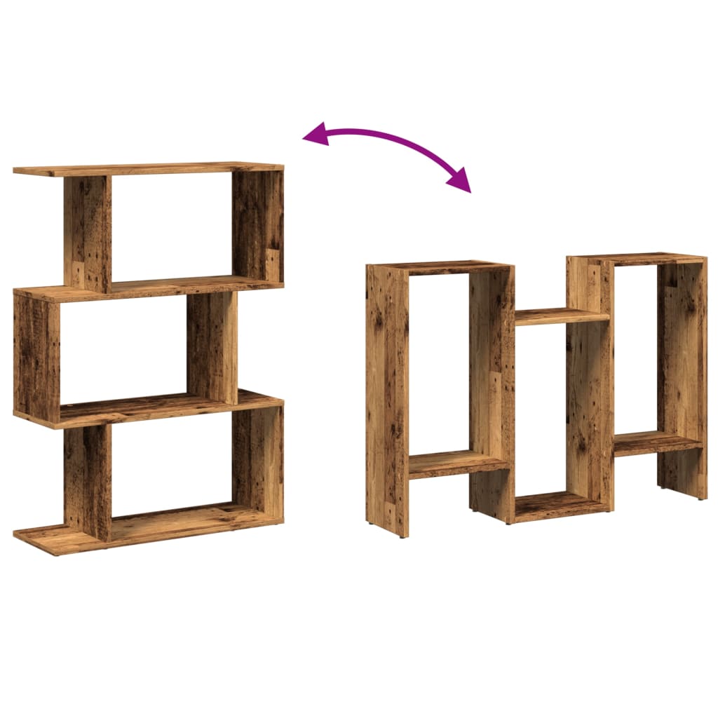 Bookcase/separator 3 levels old wood 70x24x97 cm wood