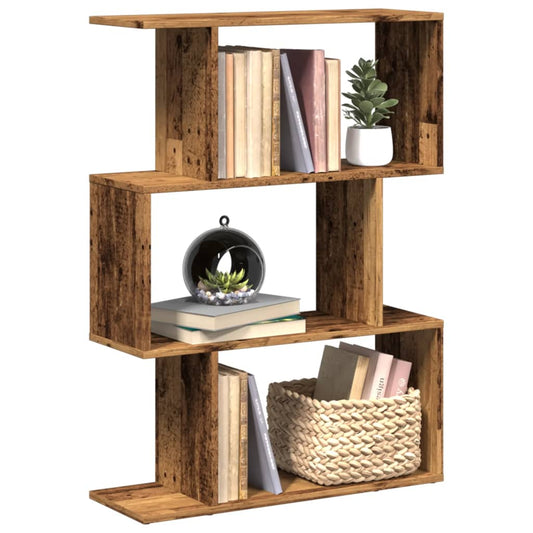 Bookcase/separator 3 levels old wood 70x24x97 cm wood