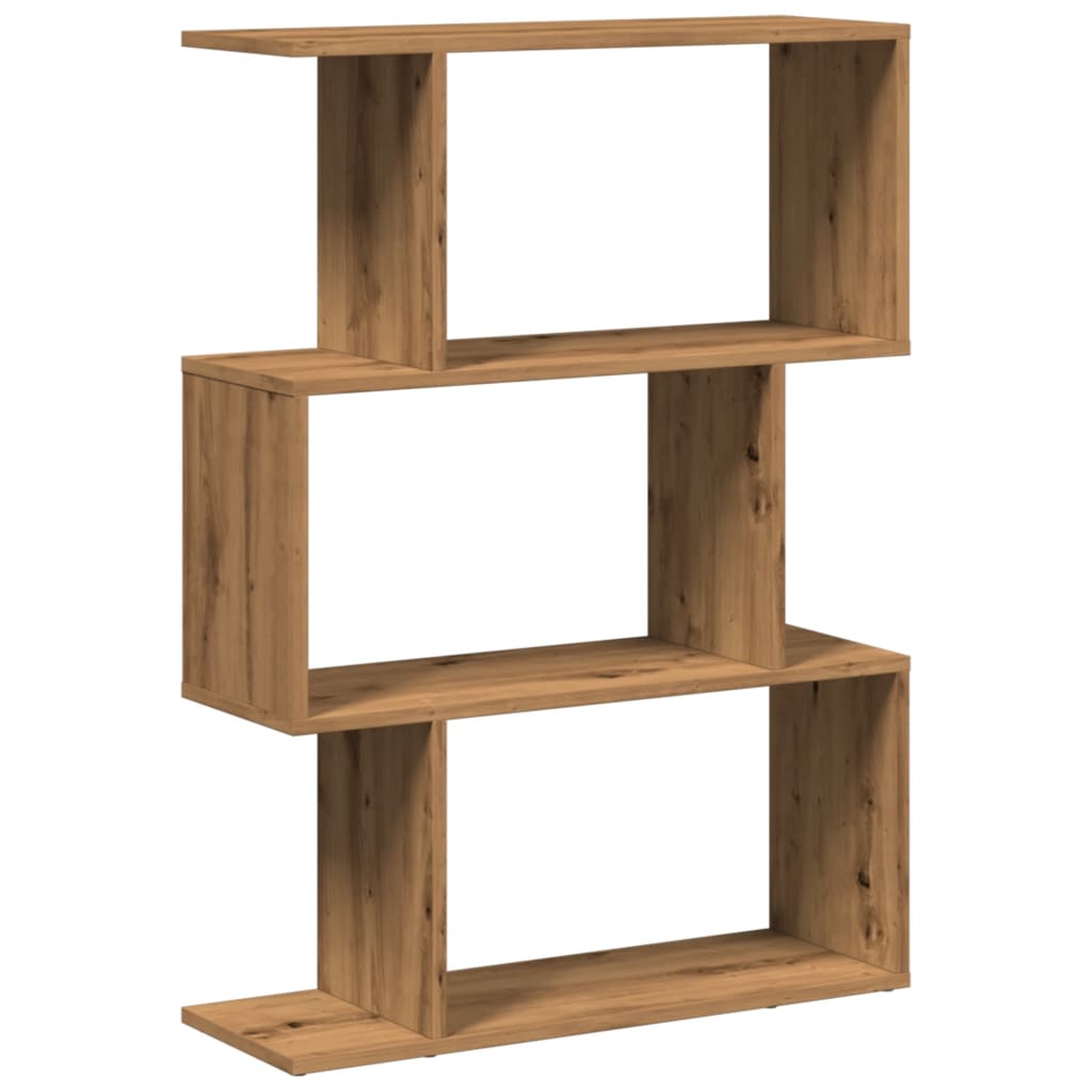 Bookcase/separator 3 levels handcrafted oak 70x24x97 cm wood