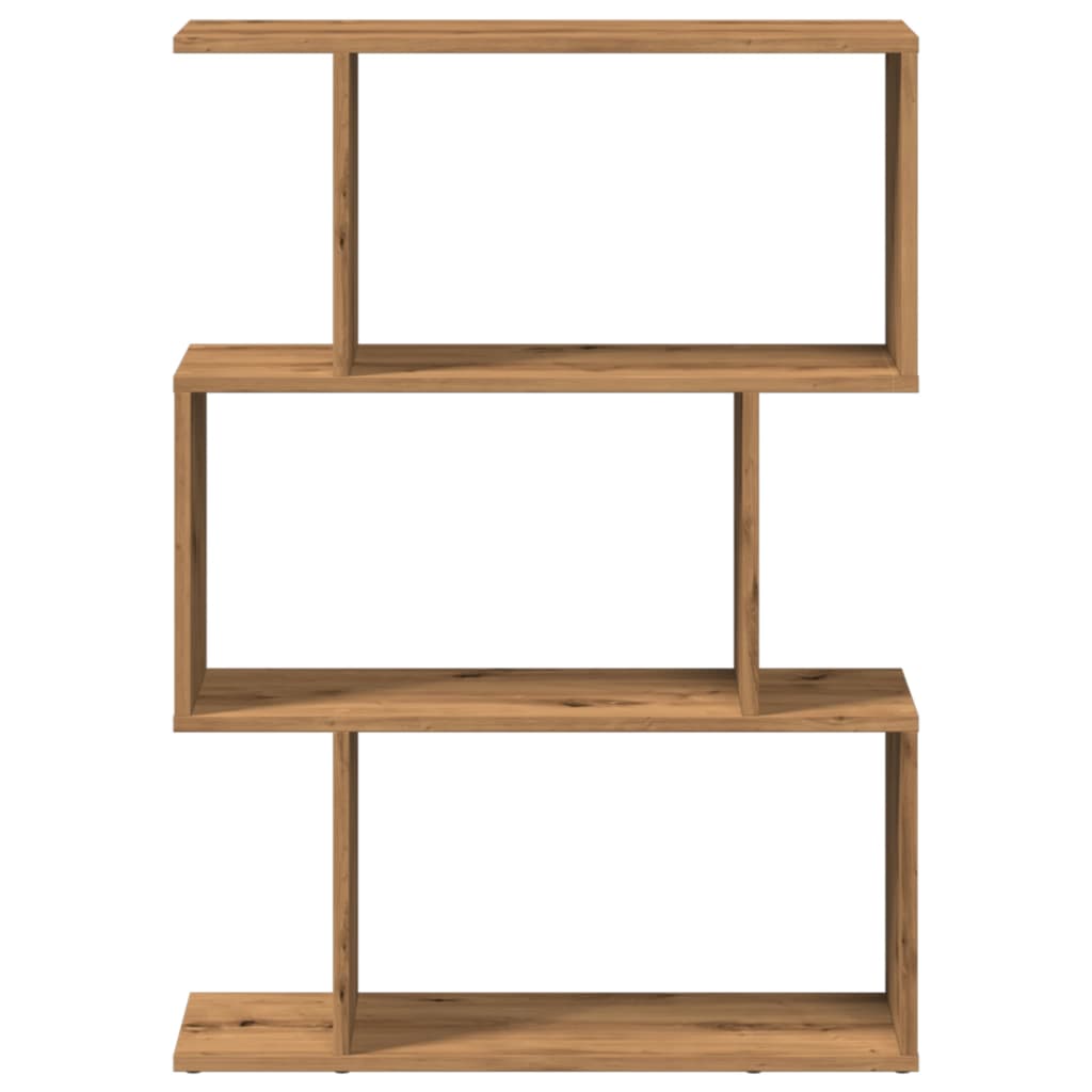 Bookcase/separator 3 levels handcrafted oak 70x24x97 cm wood