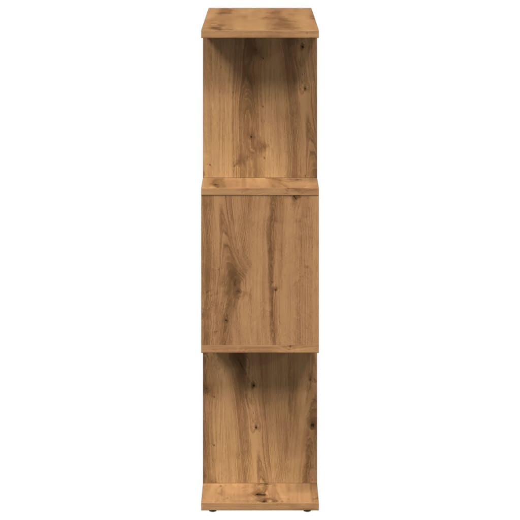 Bookcase/separator 3 levels handcrafted oak 70x24x97 cm wood