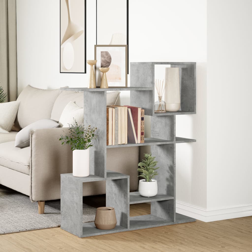 Bookcase/room divider concrete gray 92x29x112 cm wood