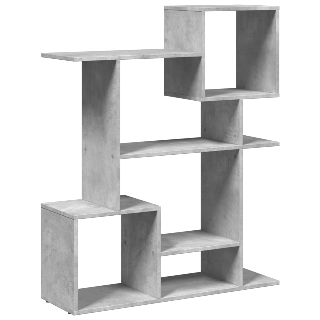 Bibliotecă/separator cameră gri beton 92x29x112 cm lemn