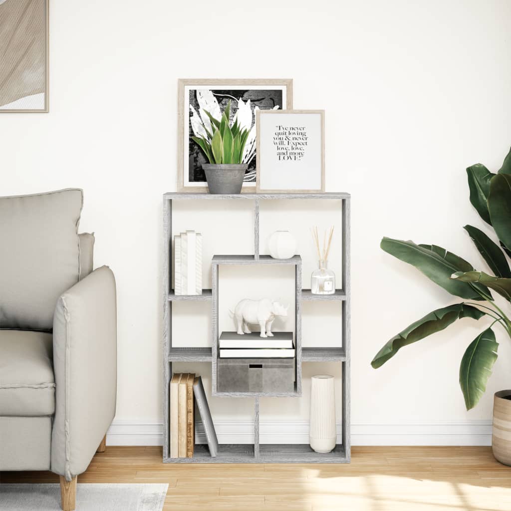 Bookcase, sonoma grey, 63x20x90 cm, engineered wood