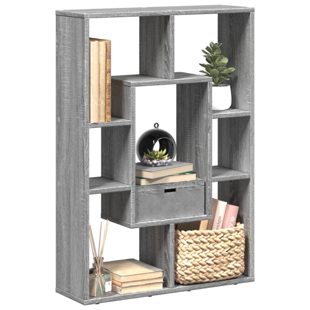 Bookcase, sonoma grey, 63x20x90 cm, engineered wood