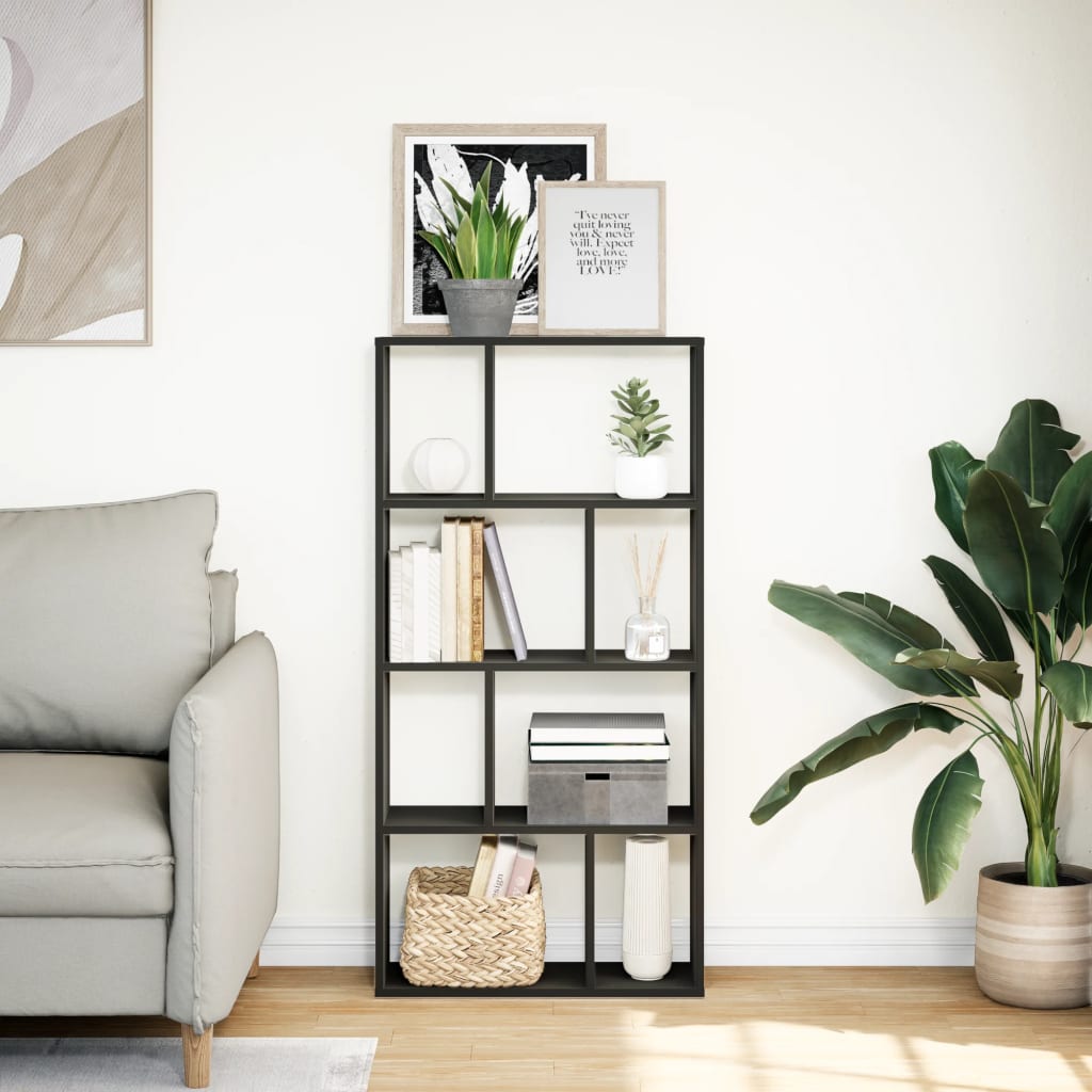 Bookcase, black, 60x20x120 cm, processed wood