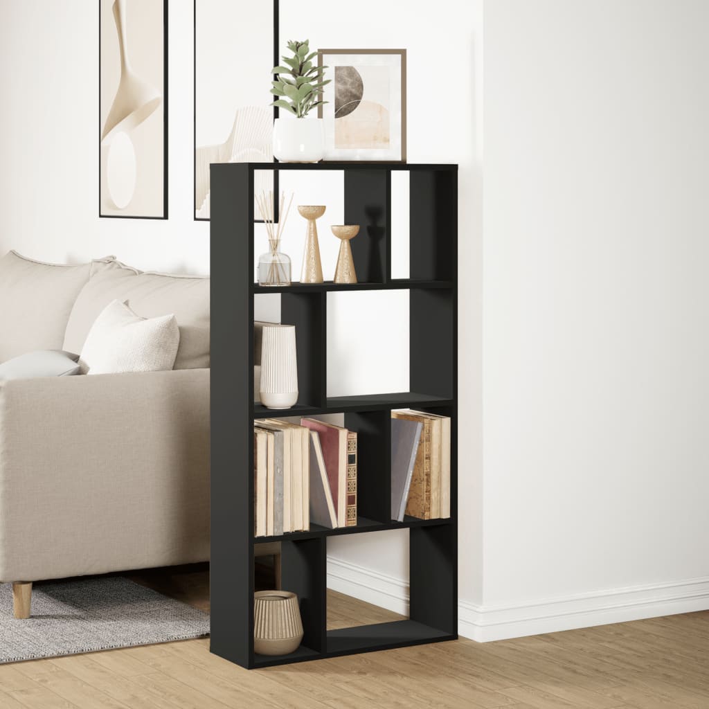 Bibliotecă, negru, 60x20x120 cm, lemn prelucrat