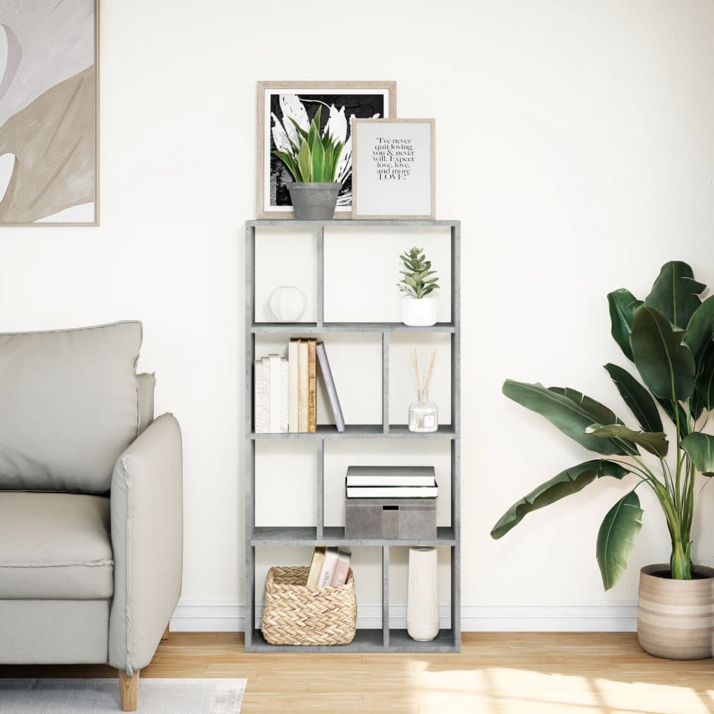 Bookcase, concrete grey, 60x20x120 cm, processed wood