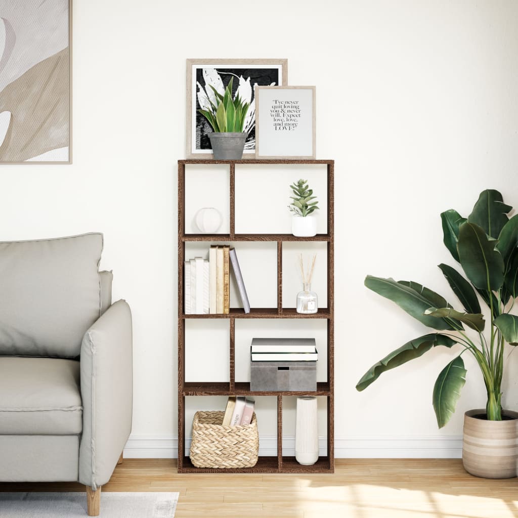 Bookcase, brown oak, 60x20x120 cm, processed wood