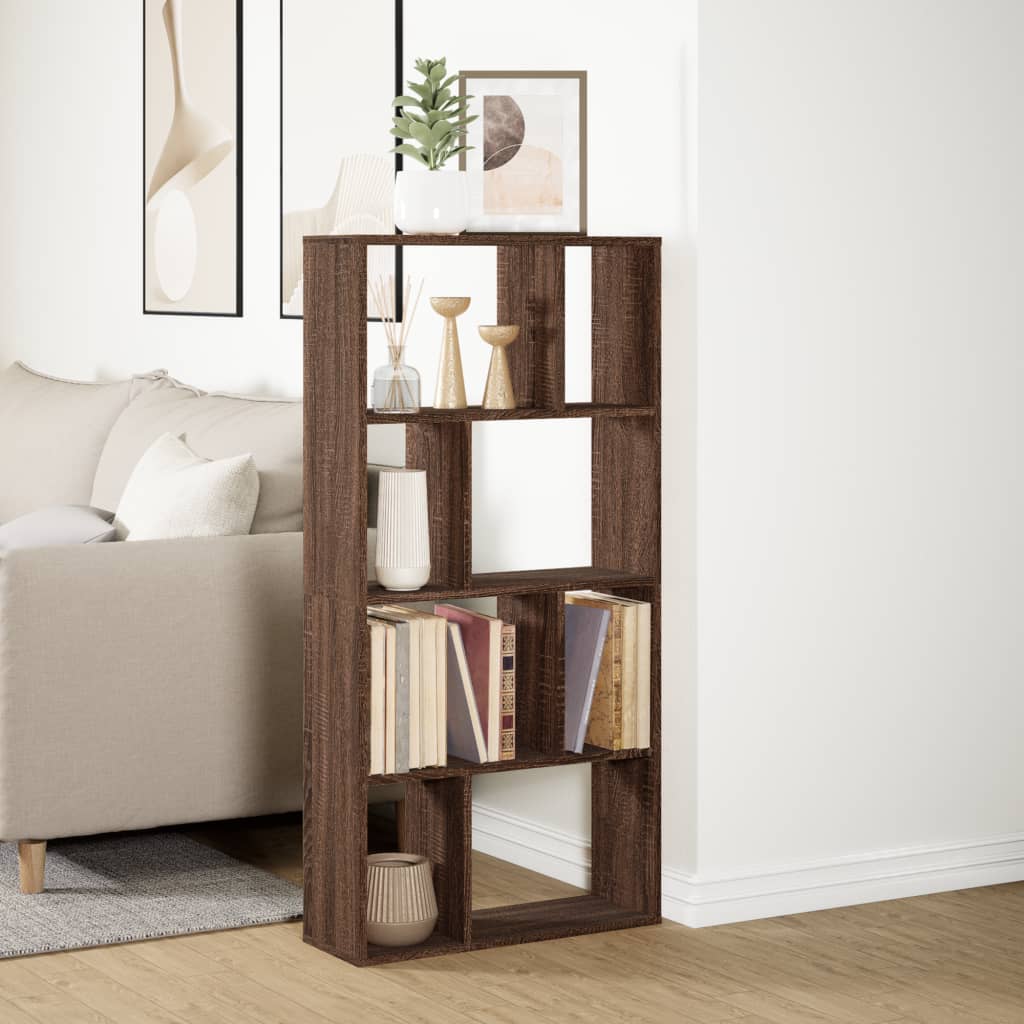 Bookcase, brown oak, 60x20x120 cm, processed wood