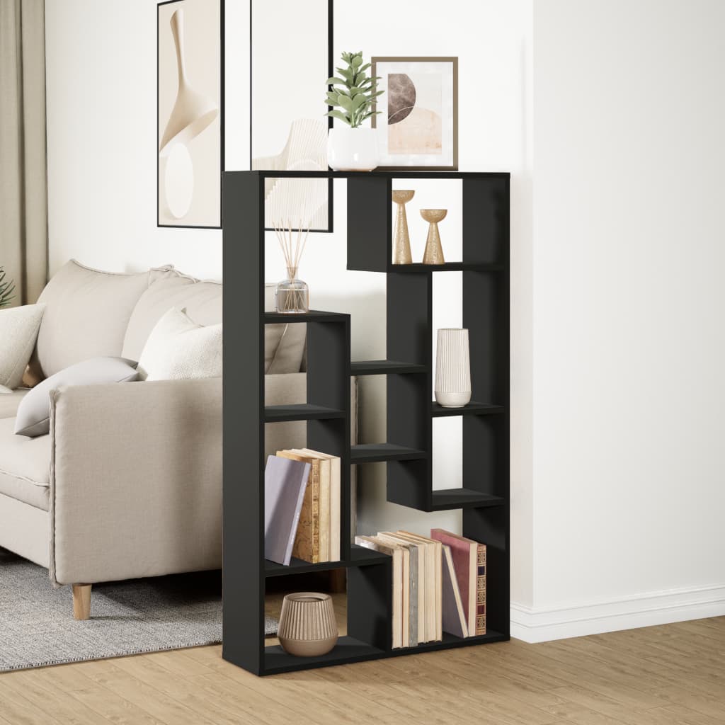 Bookcase, black, 72x20x120 cm, processed wood