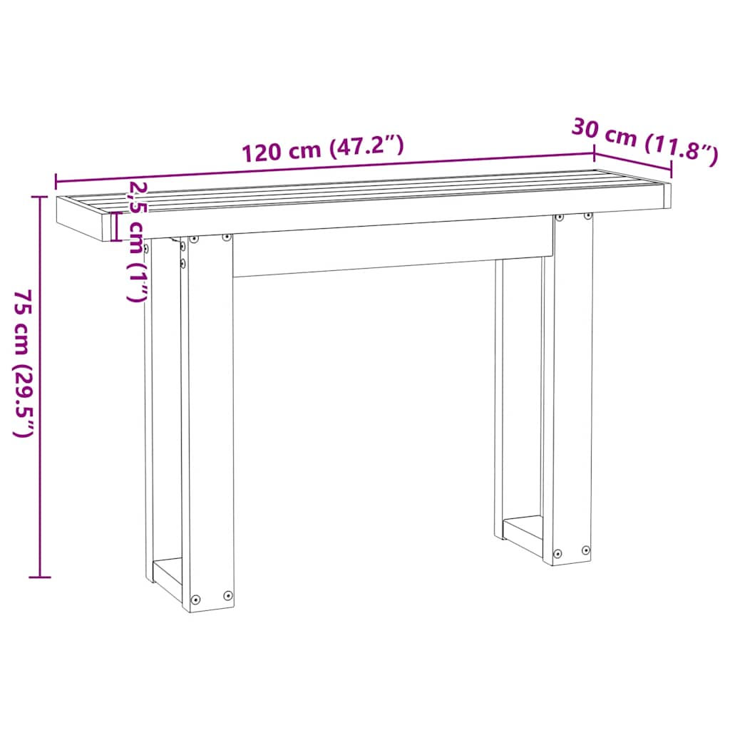 NOAIN Console Table U-shaped legs solid pine wood