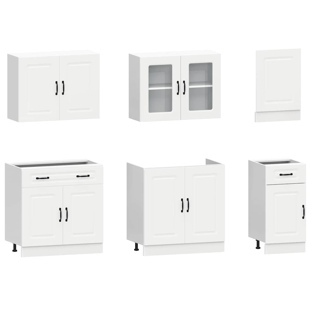 7-Piece Kitchen Cabinet Set "Kalmar" White Engineered Wood