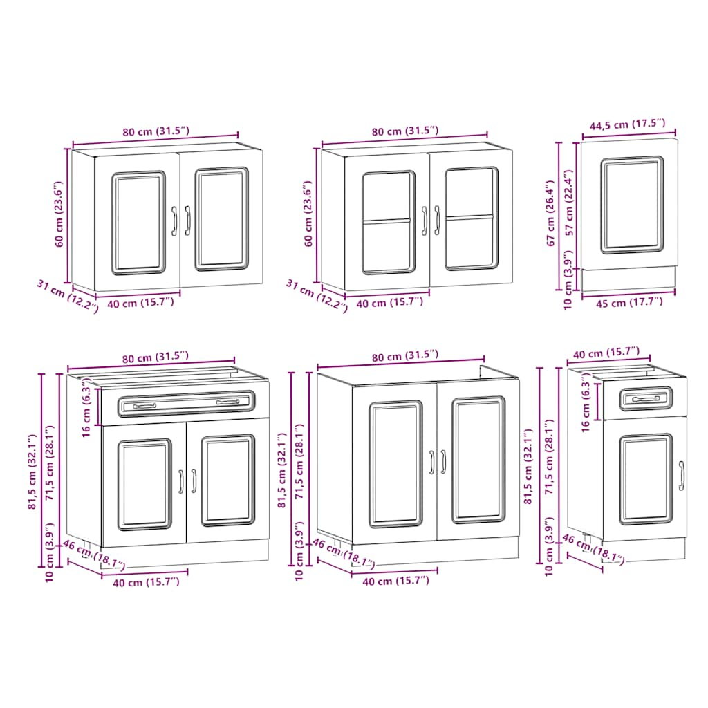 7-Piece Kitchen Cabinet Set "Kalmar" White Engineered Wood