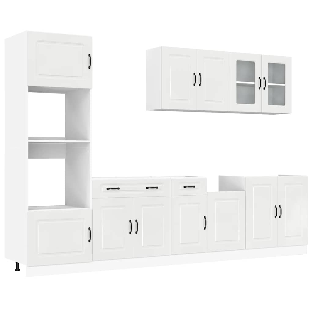 7-piece kitchen cabinet set "Kalmar" glossy white Wood