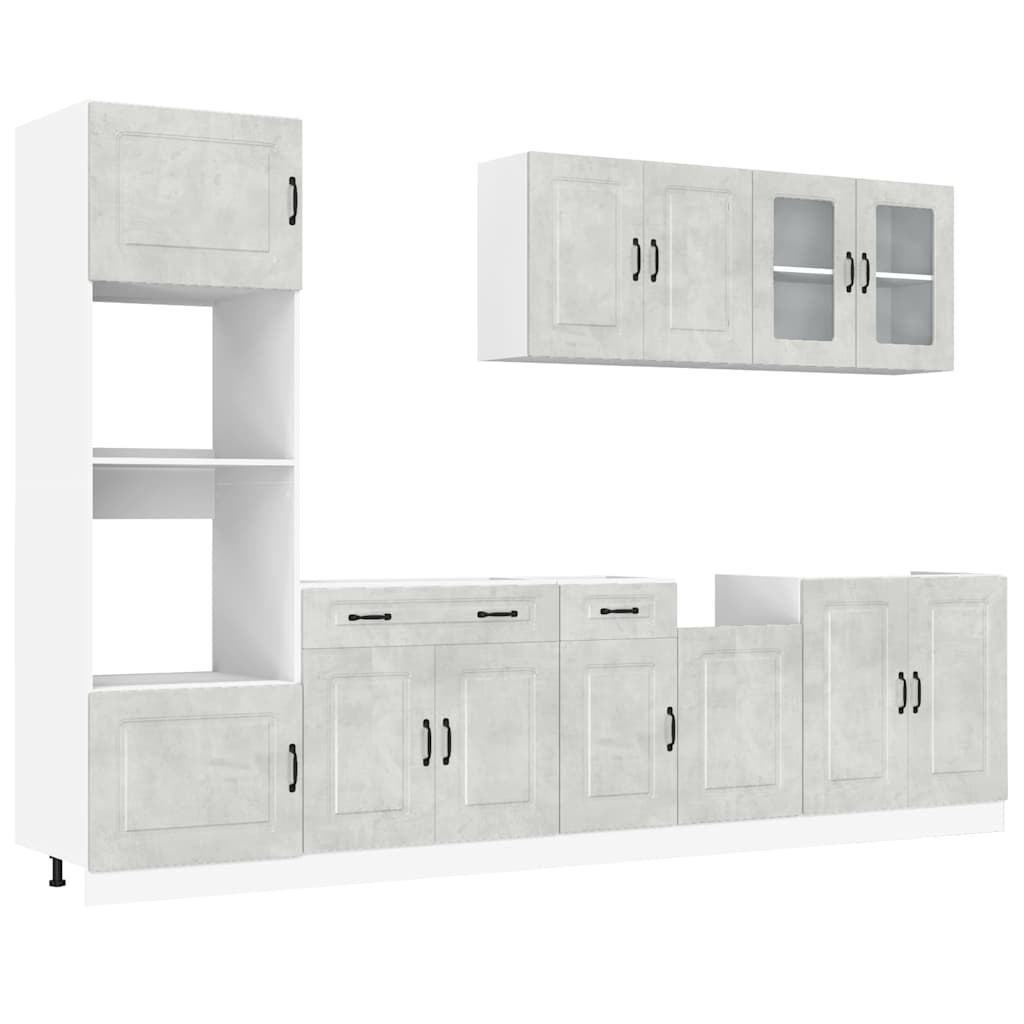 7-piece kitchen cabinet set "Kalmar" concrete gray Wood