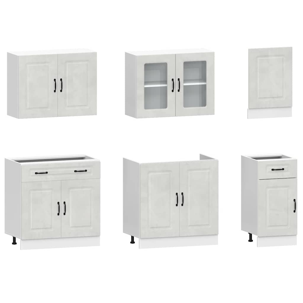 7-piece kitchen cabinet set "Kalmar" concrete gray Wood