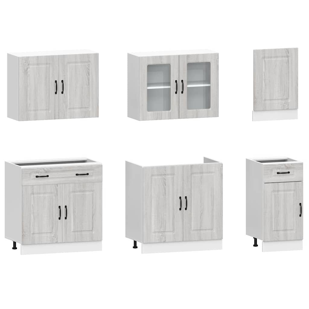 7-piece kitchen cabinet set "Kalmar" Sonoma wood gray