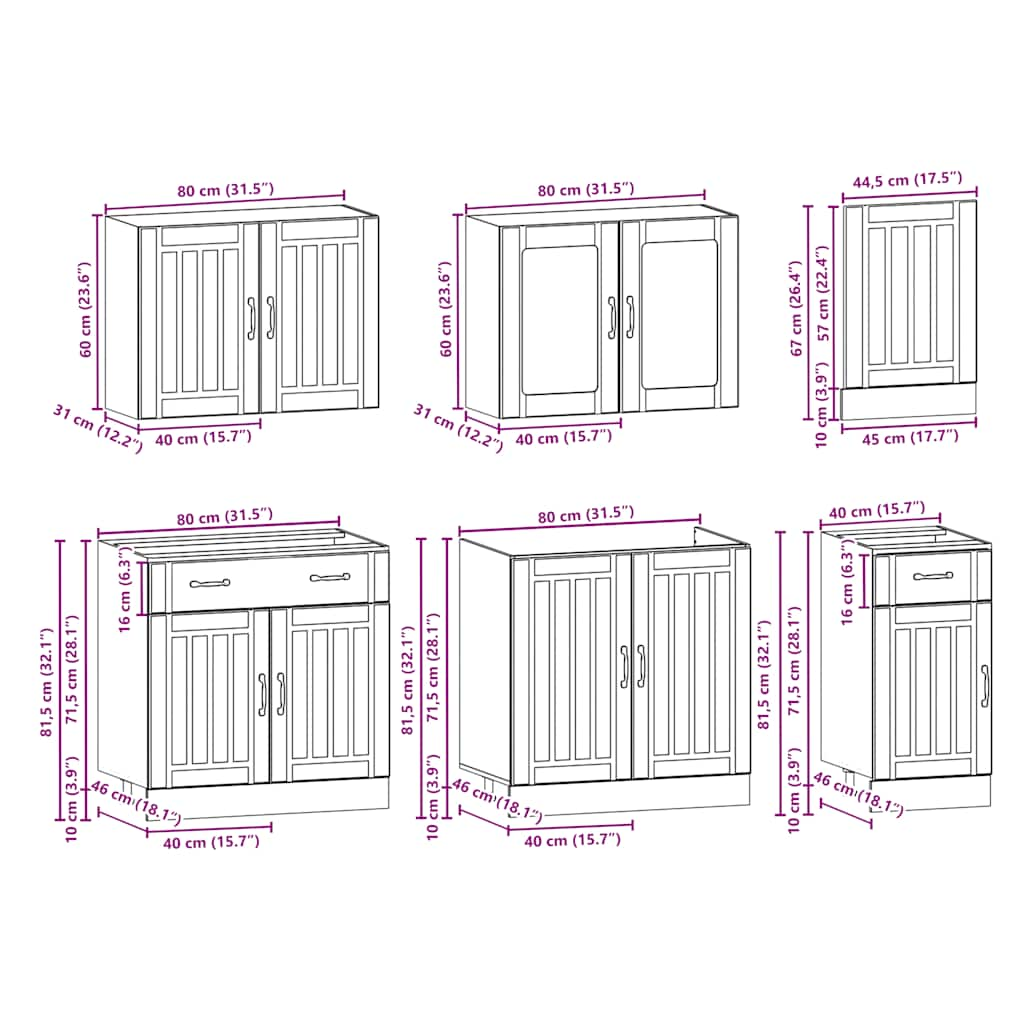 7-piece kitchen cabinet set "Kalmar" glossy white Wood