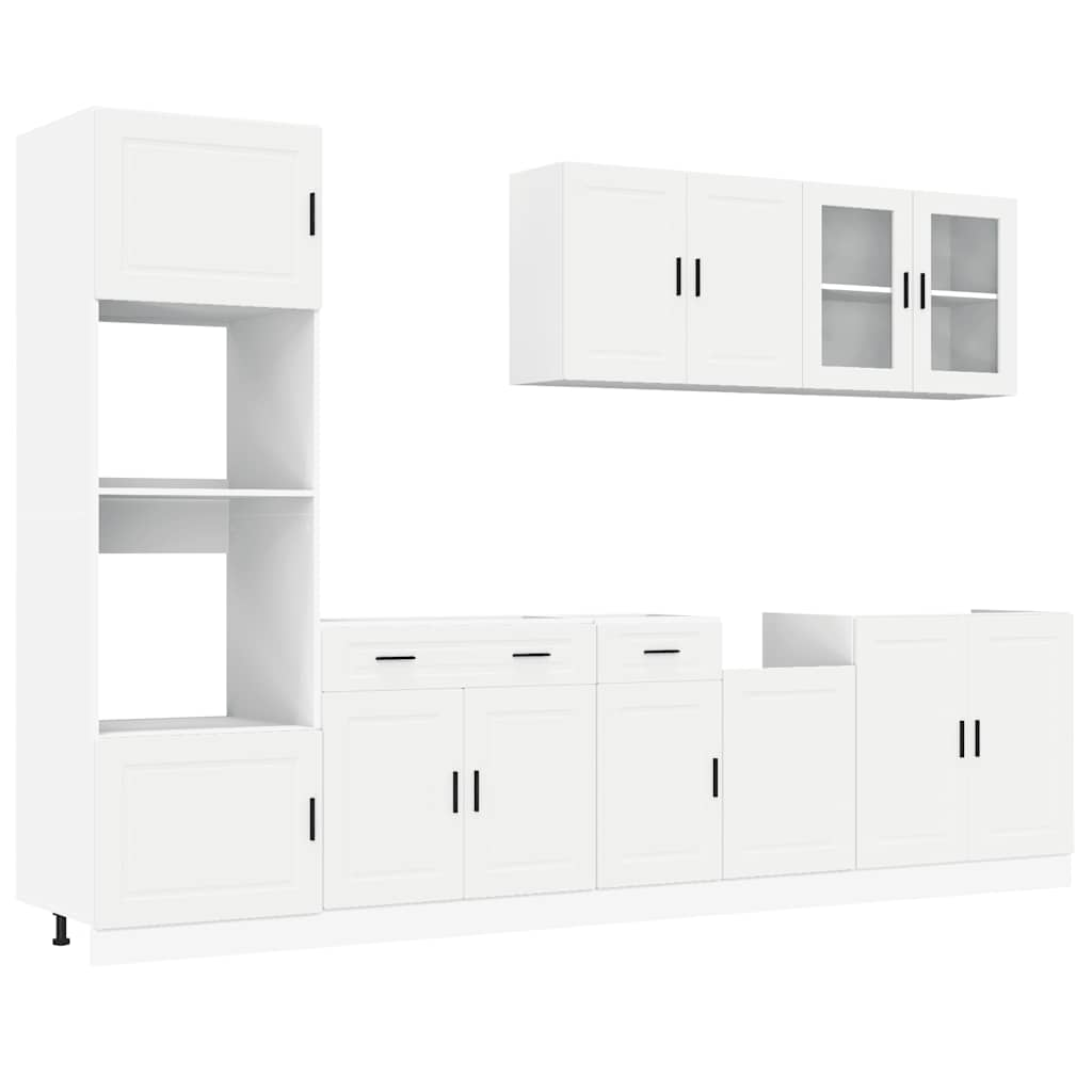 7-Piece Kitchen Cabinet Set "Kalmar" White Engineered Wood