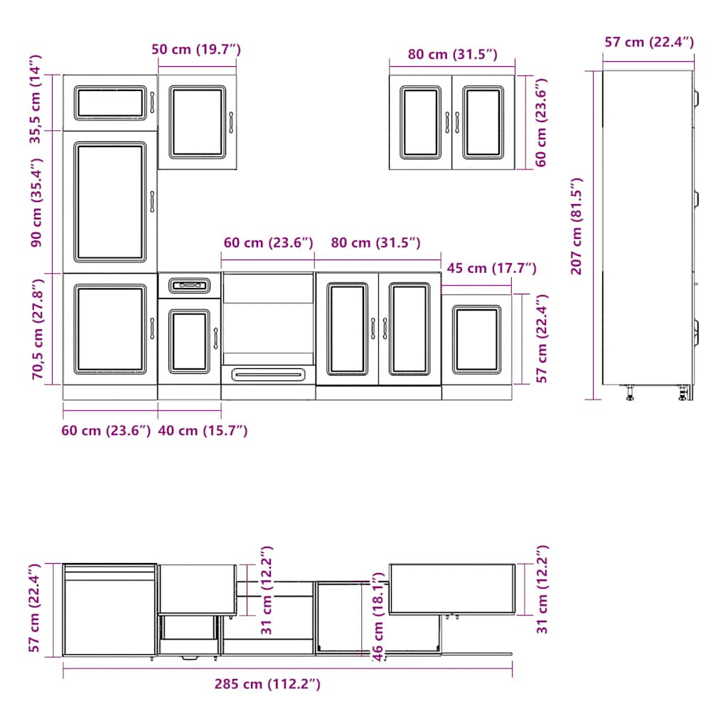 7-Piece Kitchen Cabinet Set "Kalmar" White Engineered Wood