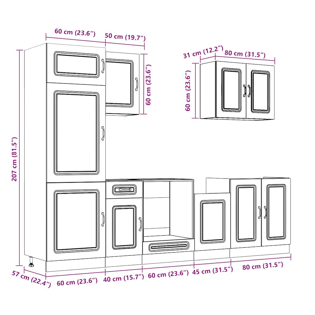 7-Piece Kitchen Cabinet Set "Kalmar" White Engineered Wood