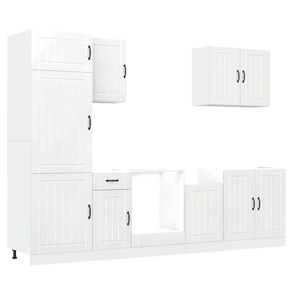 7-Piece Kitchen Cabinet Set "Kalmar" White Engineered Wood