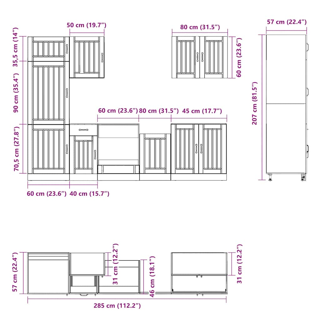 7-Piece Kitchen Cabinet Set "Kalmar" White Engineered Wood